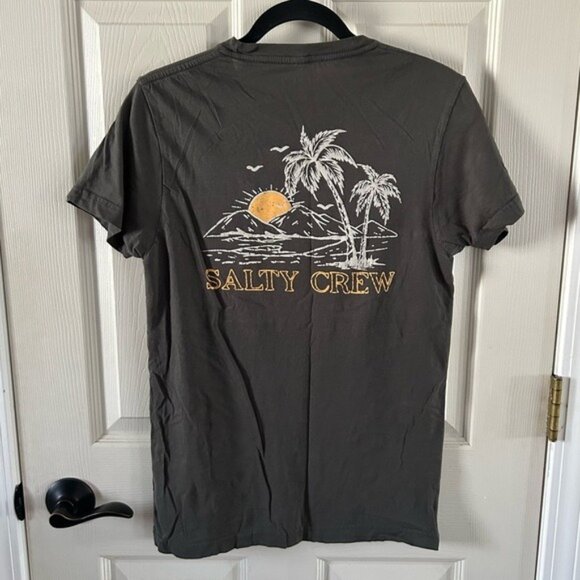 Salty Crew Sz Small Logo Gray Graphic T-Shirt Backside Image Beach Coastal - Picture 7 of 12